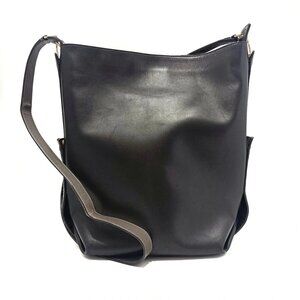 EMILIO PUCCI - Black Dark Gray Leather Shoulder Bag